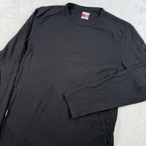 Icebreaker Shirt Mens Medium Black Merino 260 Wool Long Sleeve Base Layer Top